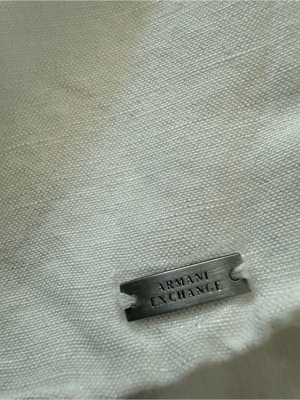 Armani Exchange Asymmetric One-Shoulder Cream Dress Linen-Blend - Picture 4 of 7